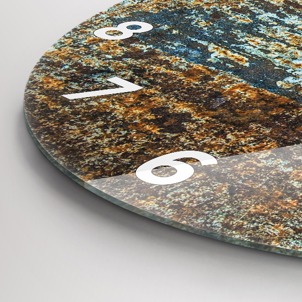 Round glass wall clock Old Metal Texture