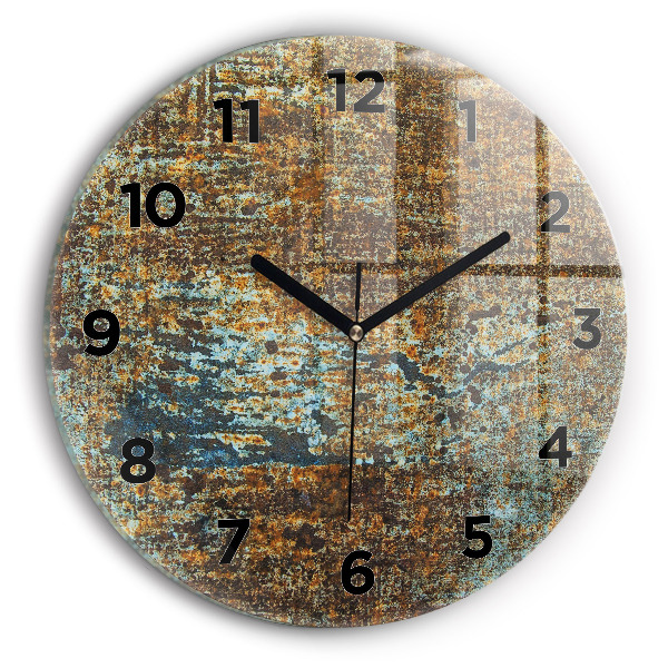 Round glass wall clock Old Metal Texture