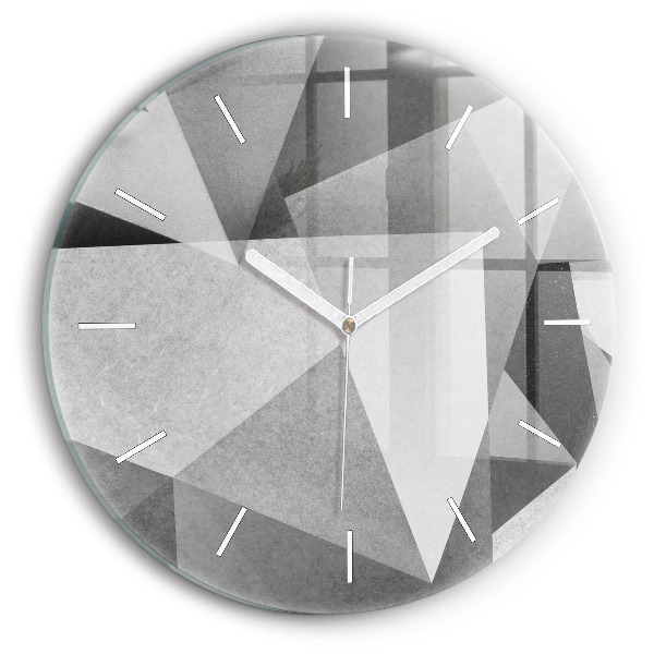 Round glass wall clock Gray Geometric Abstraction