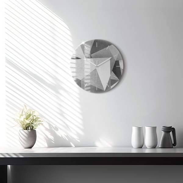 Round glass wall clock Gray Geometric Abstraction