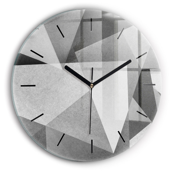 Round glass wall clock Gray Geometric Abstraction