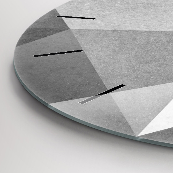 Round glass wall clock Gray Geometric Abstraction