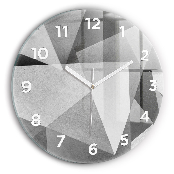 Round glass wall clock Gray Geometric Abstraction