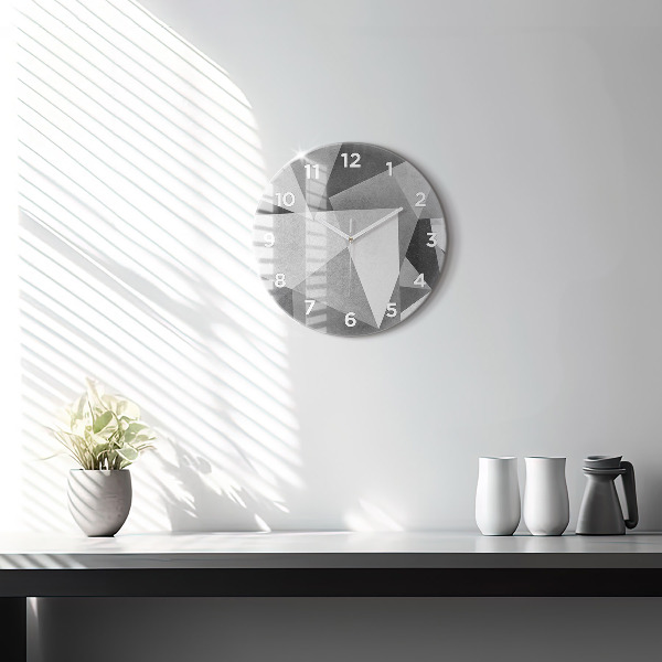 Round glass wall clock Gray Geometric Abstraction