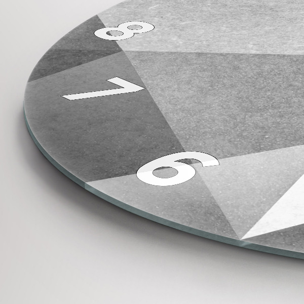 Round glass wall clock Gray Geometric Abstraction