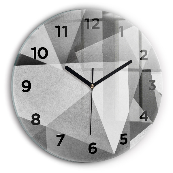 Round glass wall clock Gray Geometric Abstraction