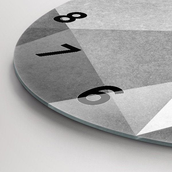 Round glass wall clock Gray Geometric Abstraction