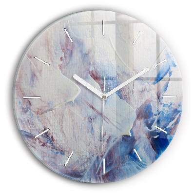 Round glass wall clock Abstract paint texture
