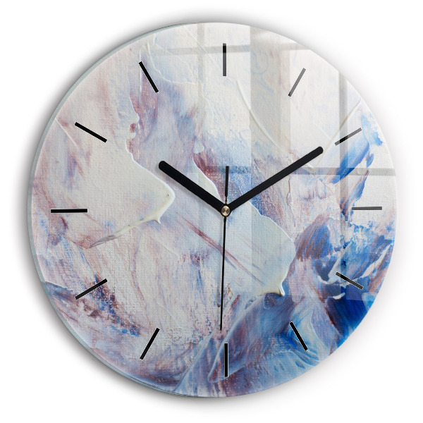 Round glass wall clock Abstract paint texture