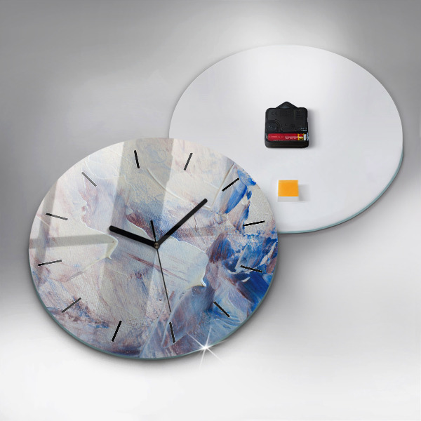 Round glass wall clock Abstract paint texture