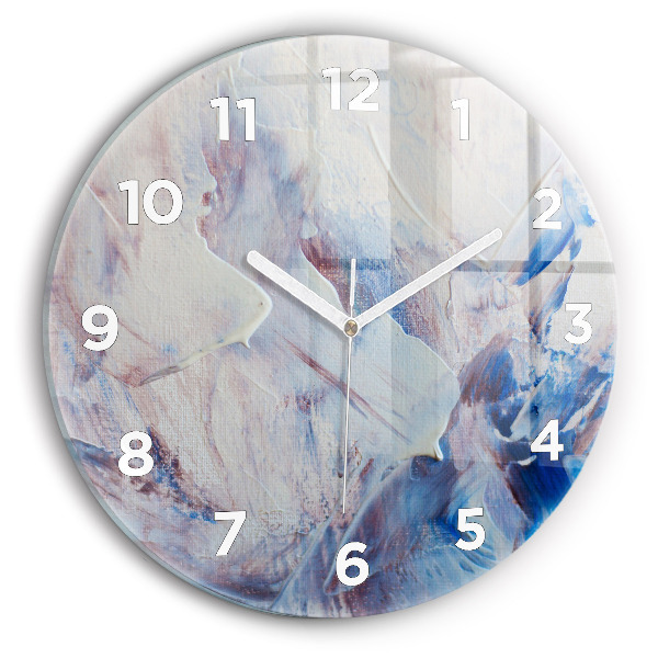 Round glass wall clock Abstract paint texture