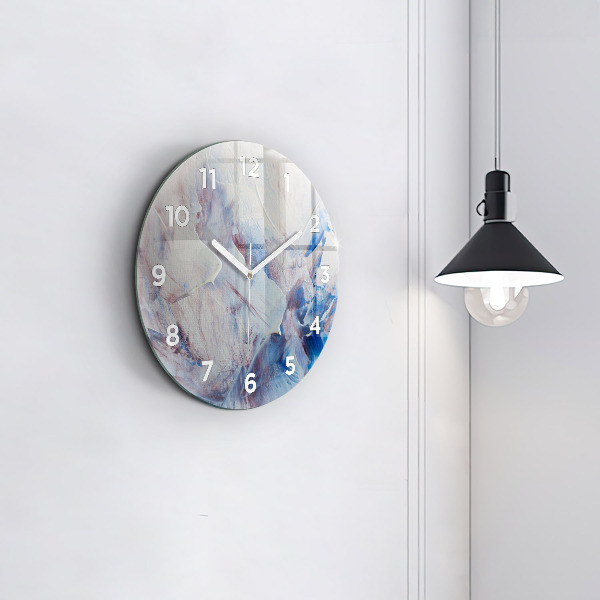 Round glass wall clock Abstract paint texture