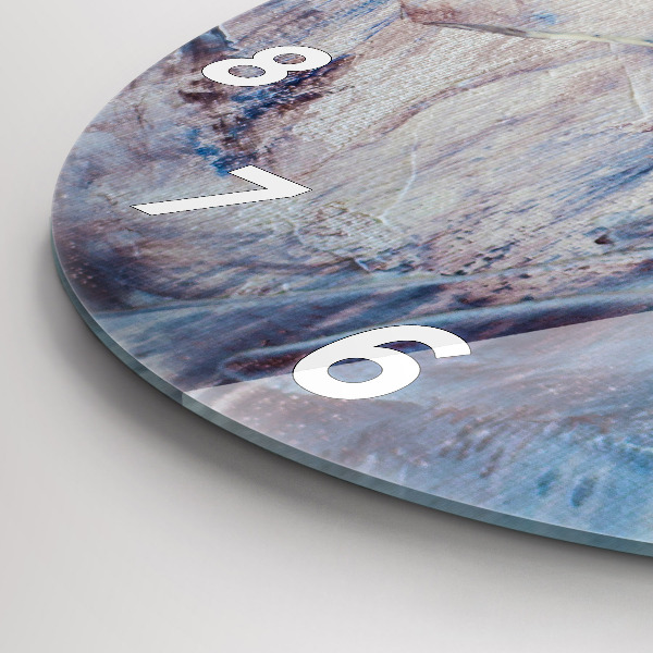 Round glass wall clock Abstract paint texture