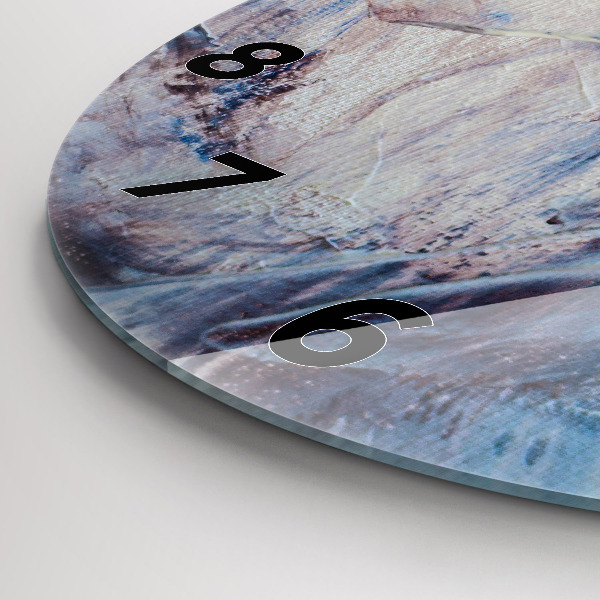 Round glass wall clock Abstract paint texture