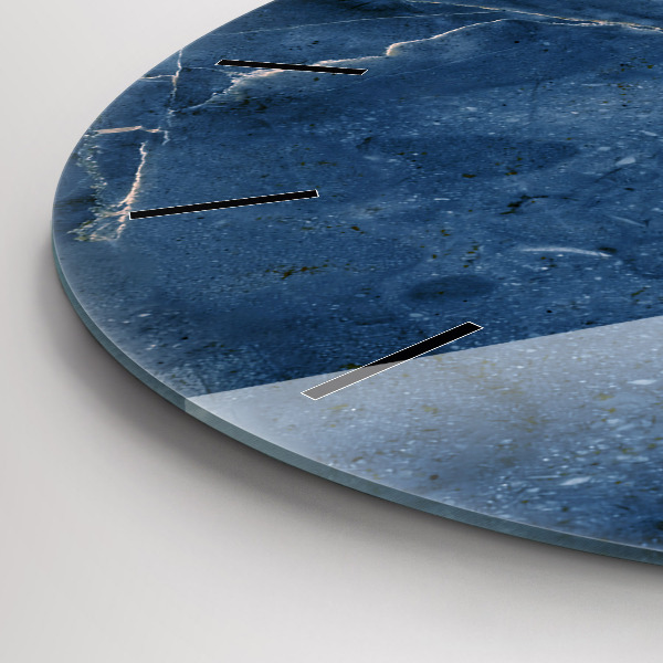 Round glass wall clock Blue marble texture