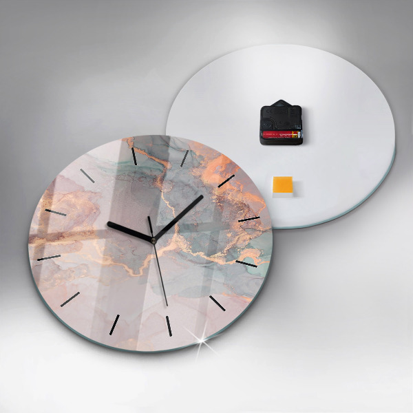 Round glass wall clock Marble texture