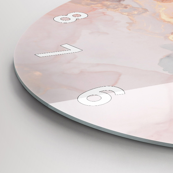 Round glass wall clock Marble texture