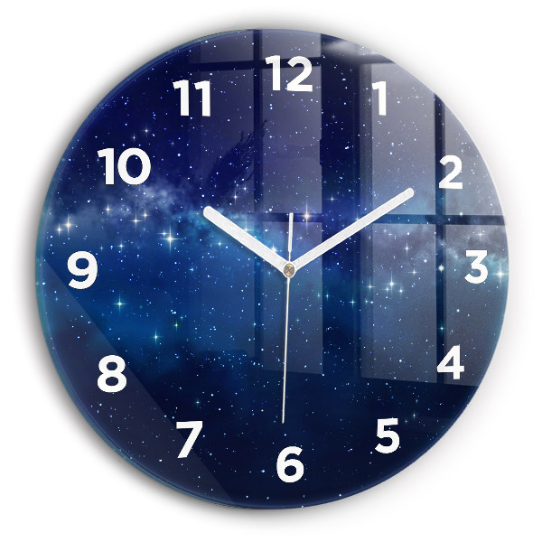Round glass wall clock Dark sky stars