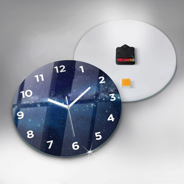 Round glass wall clock Dark sky stars