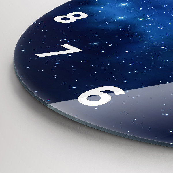 Round glass wall clock Dark sky stars