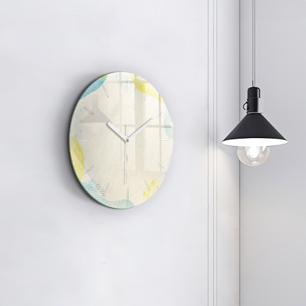 Round glass wall clock Pattern frame