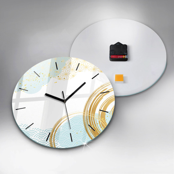 Round glass wall clock Decorative pattern