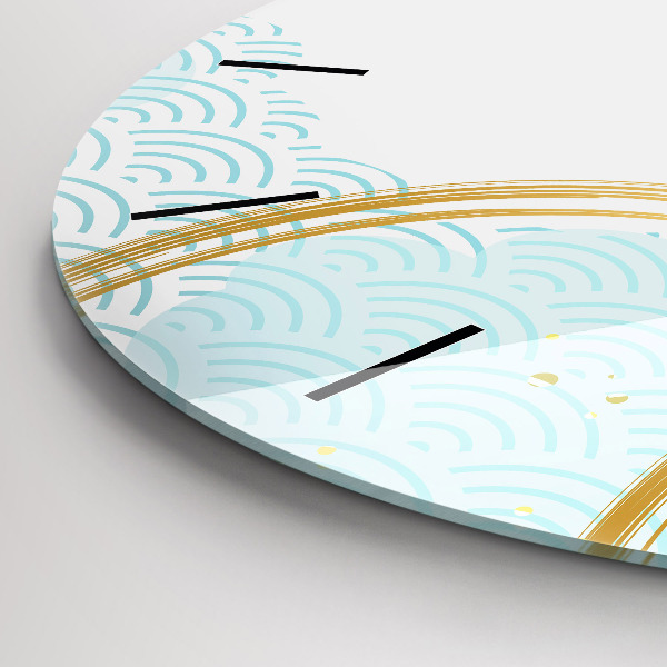 Round glass wall clock Decorative pattern