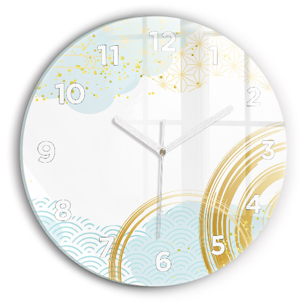 Round glass wall clock Decorative pattern