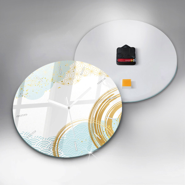 Round glass wall clock Decorative pattern