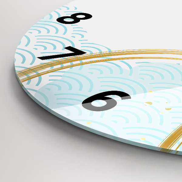 Round glass wall clock Decorative pattern