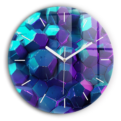 Round glass wall clock Geometric figures