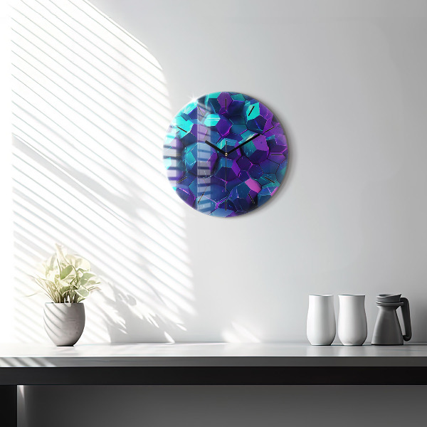 Round glass wall clock Geometric figures