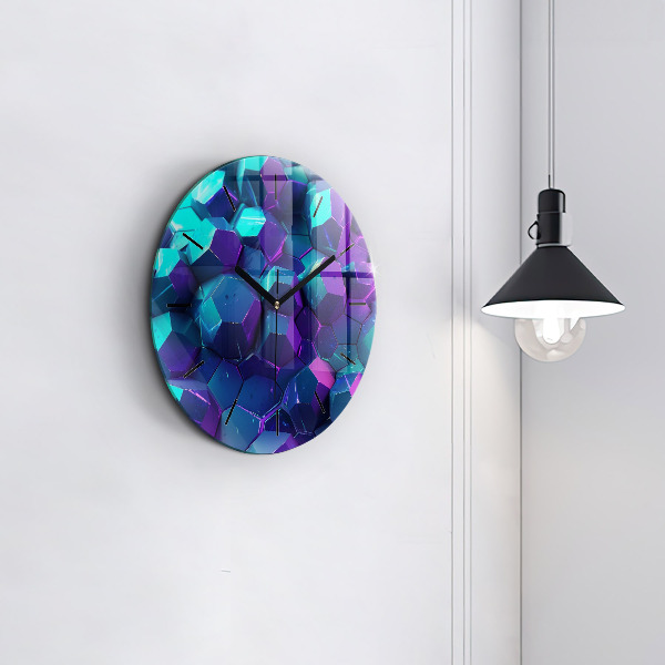 Round glass wall clock Geometric figures