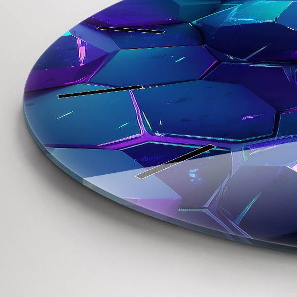 Round glass wall clock Geometric figures