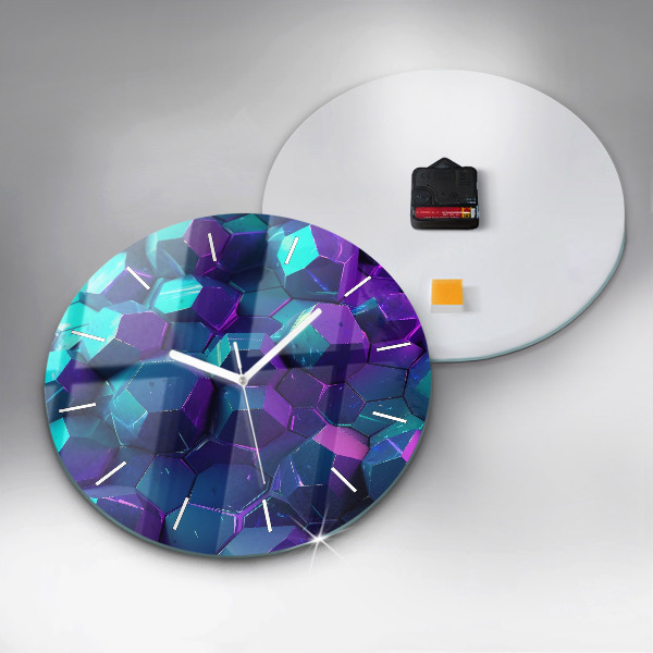 Round glass wall clock Geometric figures