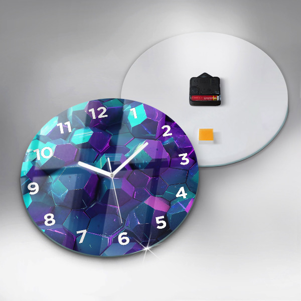 Round glass wall clock Geometric figures