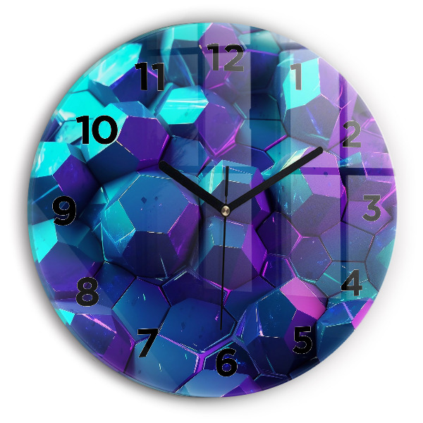 Round glass wall clock Geometric figures