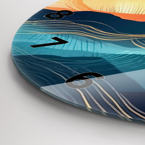 Round glass wall clock Mountain landscape