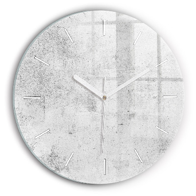 Round glass wall clock Concrete wall