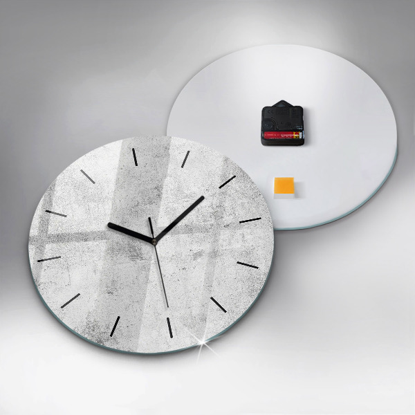 Round glass wall clock Concrete wall