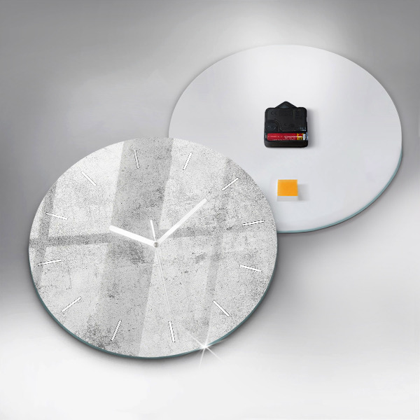 Round glass wall clock Concrete wall