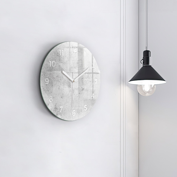 Round glass wall clock Concrete wall