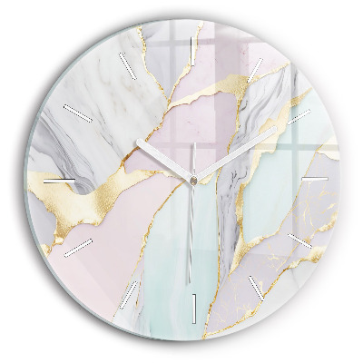 Round glass wall clock Marble pattern