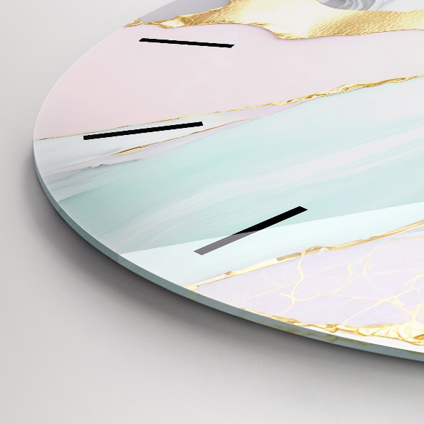 Round glass wall clock Marble pattern