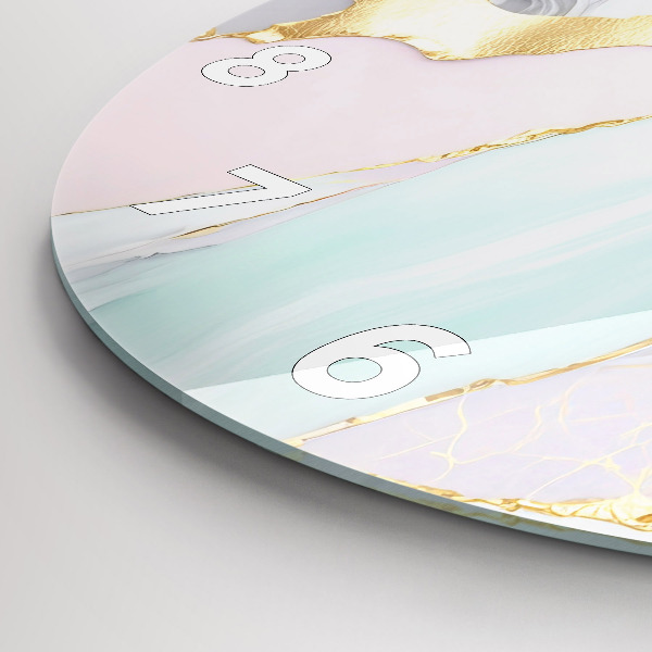 Round glass wall clock Marble pattern