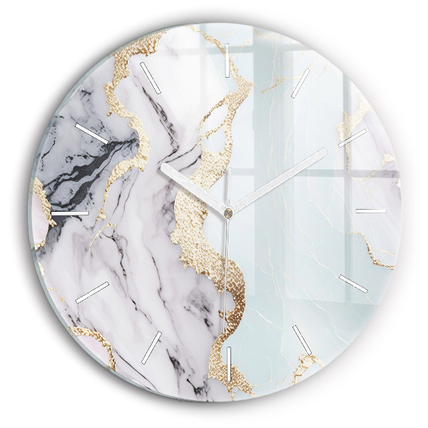 Round glass wall clock Pastel marble