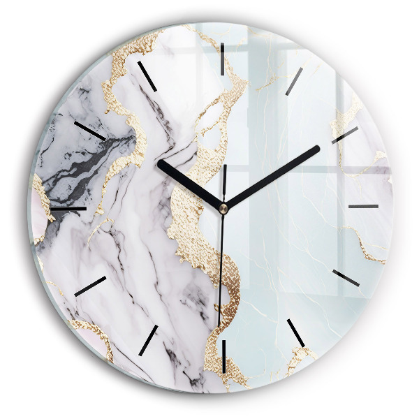 Round glass wall clock Pastel marble