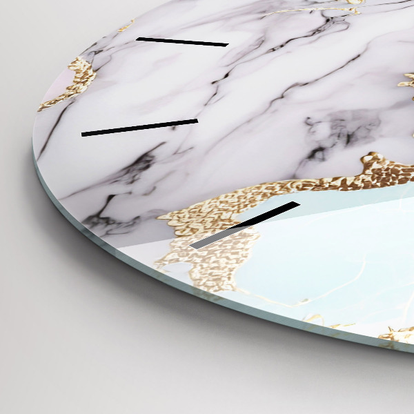 Round glass wall clock Pastel marble