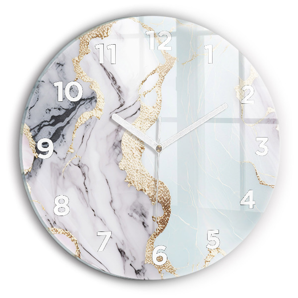 Round glass wall clock Pastel marble