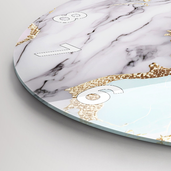 Round glass wall clock Pastel marble